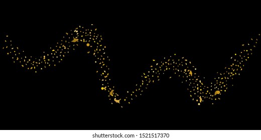Golden glitter confetti. Abstract design element. Christmas, new year celebration holiday background. Invitation background. Gold glitter star. Christmas light background.