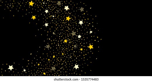 Golden glitter confetti. Abstract design element. Christmas, new year celebration holiday background. Invitation background. Gold glitter star. Christmas light background.
