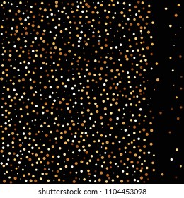 Golden glitter confetti. Fallen glitter background. Bright explosion for invitation card. Anniversary, birthday, celebration template. Elegant luxury design. Bright glitter flat illustration vector.