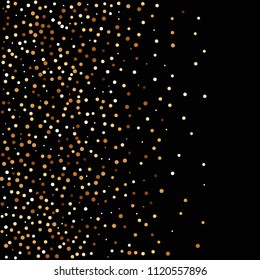 Golden glitter confetti. Fallen glitter background. Bright explosion for invitation card. Anniversary, birthday, celebration template. Elegant luxury design. Bright glitter flat illustration vector.