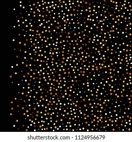 Golden glitter confetti. Fallen glitter background. Bright explosion for invitation card. Anniversary, birthday, celebration template. Elegant luxury design. Bright glitter flat illustration vector.
