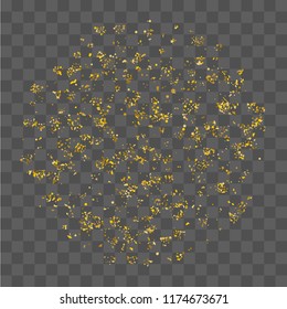 Golden glitter confetti. Illustration of a drop of shiny particles. Decorative element. Luxury background for your design, cards, invitations, gift, vip. 