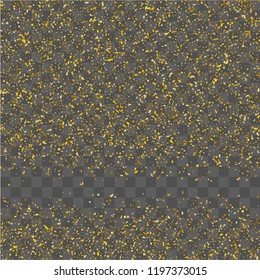 Golden glitter confetti. Illustration of a drop of shiny particles. Decorative element. Luxury background for your design, cards, invitations, gift, vip. 