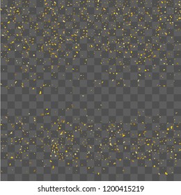 Golden glitter confetti. Illustration of a drop of shiny particles. Decorative element. Luxury background for your design, cards, invitations, gift, vip. 