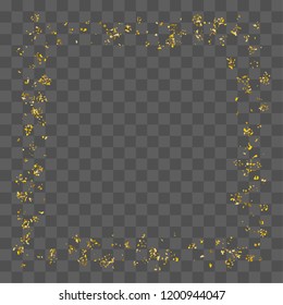 Golden glitter confetti. Illustration of a drop of shiny particles. Decorative element. Luxury background for your design, cards, invitations, gift, vip. 
