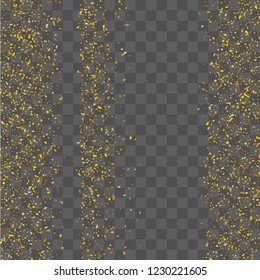 Golden glitter confetti. Illustration of a drop of shiny particles. Decorative element. Luxury background for your design, cards, invitations, gift, vip. 