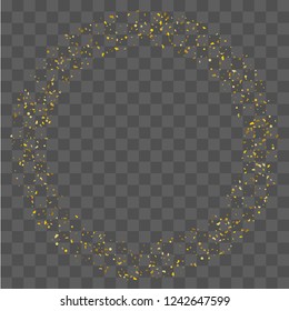 Golden glitter confetti. Illustration of a drop of shiny particles. Decorative element. Luxury background for your design, cards, invitations, gift, vip. 