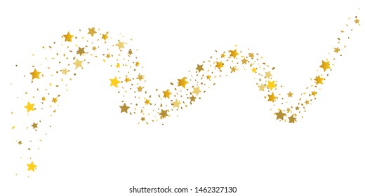 Golden glitter confetti. Light backdrop. White abstract texture. Vector abstract graphic design. New year christmas. Gold glitter background. Vector elegant invitation template. Celebrate background.