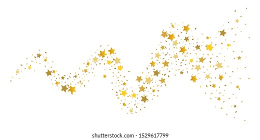 Golden glitter confetti. Light backdrop. White abstract texture. Vector abstract graphic design. New year christmas. Gold glitter background. Vector elegant invitation template. Celebrate background.