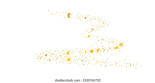 Golden glitter confetti. Light backdrop. White abstract texture. Vector abstract graphic design. New year christmas. Gold glitter background. Vector elegant invitation template. Celebrate background.