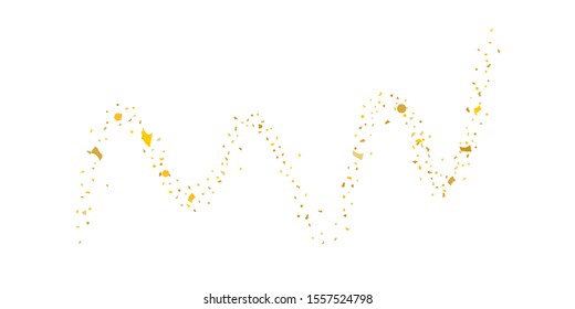 Golden glitter confetti. Light backdrop. White abstract texture. Vector abstract graphic design. New year christmas. Gold glitter background. Vector elegant invitation template. Celebrate background.