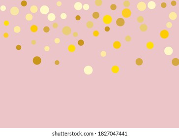 Golden glitter confetti on pink background. Festival pattern.