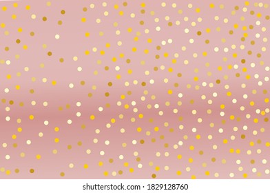 Golden glitter confetti on pink background. Festival pattern. Vector illustration.