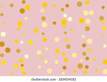 Golden glitter confetti on pink background. Festival pattern.