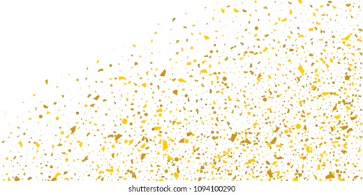 Golden glitter confetti on a white background.Gold banner. Decorative element. Luxury background for your design, logo, web, card, exclusive, certificate, gift, luxury, privilege,  store, present.