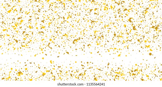 Golden glitter confetti on a white background.Gold banner. Decorative element. Luxury background for your design, logo, web, card, exclusive, certificate, gift, luxury, privilege,  store, present.