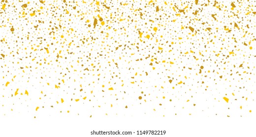 Golden glitter confetti on a white background.Gold banner. Decorative element. Luxury background for your design, logo, web, card, exclusive, certificate, gift, luxury, privilege,  store, present.