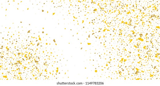 Golden glitter confetti on a white background.Gold banner. Decorative element. Luxury background for your design, logo, web, card, exclusive, certificate, gift, luxury, privilege,  store, present.