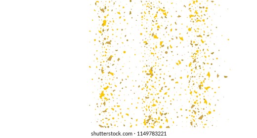 Golden glitter confetti on a white background.Gold banner. Decorative element. Luxury background for your design, logo, web, card, exclusive, certificate, gift, luxury, privilege,  store, present.
