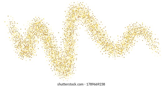 Golden glitter confetti on a white background. Illustration of a drop of shiny particles. Decorative element. Luxury background for your design, cards, invitations, gift, vip. 