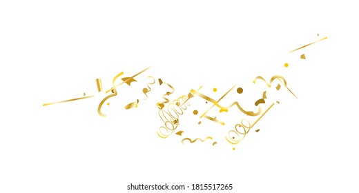 Golden glitter confetti on a white background. Illustration of a drop of shiny particles. Decorative element. Luxury background for your design, cards, invitations, gift, vip. 