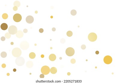 Golden glitter confetti on a white background. Illustration of a drop of shiny particles. Decorative element. Luxury background for your design, cards, invitations, gift, vip. 