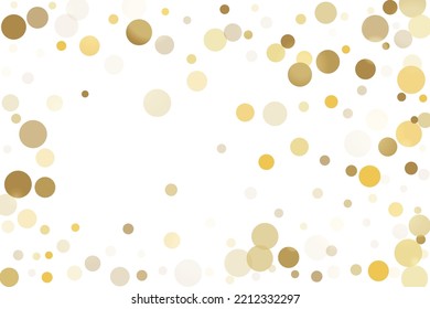Golden glitter confetti on a white background. Illustration of a drop of shiny particles. Decorative element. Luxury background for your design, cards, invitations, gift, vip. 