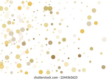 Golden glitter confetti on a white background. Illustration of a drop of shiny particles. Decorative element. Luxury background for your design, cards, invitations, gift, vip. 