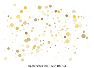 Golden glitter confetti on a white background. Illustration of a drop of shiny particles. Decorative element. Luxury background for your design, cards, invitations, gift, vip. 