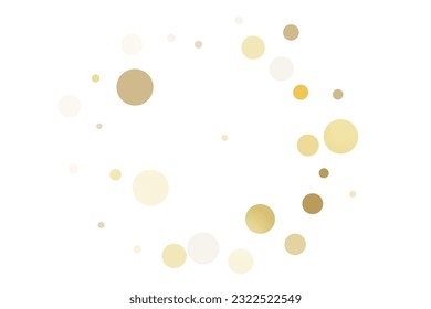 Golden glitter confetti on a white background. Illustration of a drop of shiny particles. Decorative element. Luxury background for your design, cards, invitations, gift, vip. 