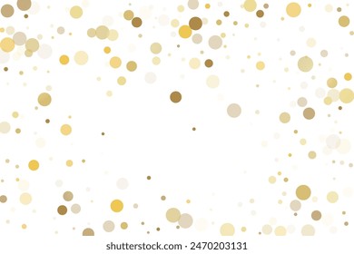 Golden glitter confetti on a white background. Illustration of a drop of shiny particles. Decorative element. Luxury background for your design, cards, invitations, gift, vip. 