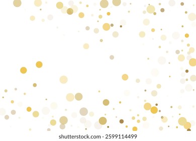 Golden glitter confetti on a white background. Illustration of a drop of shiny particles. Decorative element. Luxury background for your design, cards, invitations, gift, vip. 