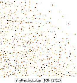Golden glitter confetti vector. Fallen glitter vector background. Golden bright explosion for invitation card. New year, christmas, wedding, anniversary celebration template. Elegant luxury design.