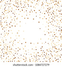Golden glitter confetti vector. Fallen glitter vector background. Golden bright explosion for invitation card. New year, christmas, wedding, anniversary celebration template. Elegant luxury design.