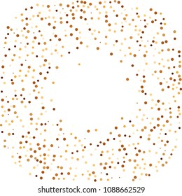 Golden glitter confetti vector. Fallen glitter vector background. Golden bright explosion for invitation card. New year, christmas, wedding, anniversary celebration template. Elegant luxury design.