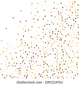 Golden glitter confetti vector. Fallen glitter vector background. Golden bright explosion for invitation card. New year, christmas, wedding, anniversary celebration template. Elegant luxury design.