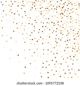 Golden glitter confetti vector. Fallen glitter vector background. Golden bright explosion for invitation card. New year, christmas, wedding, anniversary celebration template. Elegant luxury design.