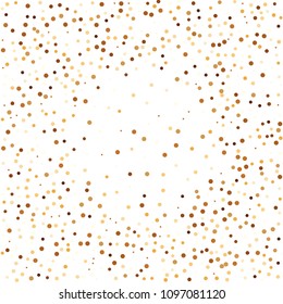 Golden glitter confetti vector. Fallen glitter vector background. Golden bright explosion for invitation card. New year, christmas, wedding, anniversary celebration template. Elegant luxury design.