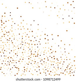 Golden glitter confetti vector. Fallen glitter vector background. Golden bright explosion for invitation card. New year, christmas, wedding, anniversary celebration template. Elegant luxury design.