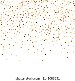 Golden glitter confetti vector. Fallen glitter vector background. Golden bright explosion for invitation card. New year, christmas, wedding, anniversary celebration template. Elegant luxury design.