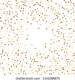 Golden glitter confetti vector. Fallen glitter vector background. Golden bright explosion for invitation card. New year, christmas, wedding, anniversary celebration template. Elegant luxury design.