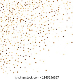 Golden glitter confetti vector. Fallen glitter vector background. Golden bright explosion for invitation card. New year, christmas, wedding, anniversary celebration template. Elegant luxury design.