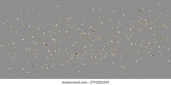 Golden Glitter Confetti Vector Falling on Dark Gray Background, Luxury Sparkle Dots Pattern Backdrop for Premium Night Party, New Year Celebration and Event Invitation