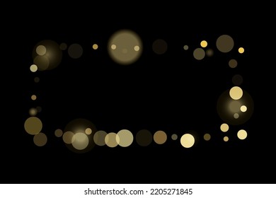 Golden glitter confetti in vintage style on a black background. Vintage retro. Surprise party decoration. Art design.