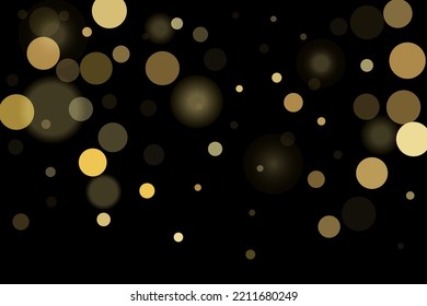 Golden glitter confetti in vintage style on a black background. Vintage retro. Surprise party decoration. Art design.