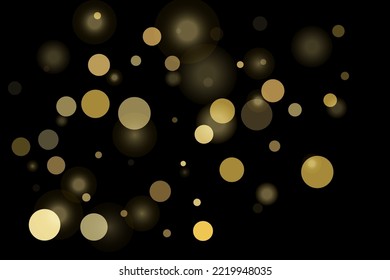 Golden glitter confetti in vintage style on a black background. Vintage retro. Surprise party decoration. Art design.