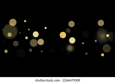 Golden glitter confetti in vintage style on a black background. Vintage retro. Surprise party decoration. Art design.