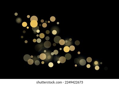 Golden glitter confetti in vintage style on a black background. Vintage retro. Surprise party decoration. Art design.
