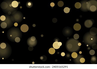 Golden glitter confetti in vintage style on a black background. Vintage retro. Surprise party decoration. Art design.