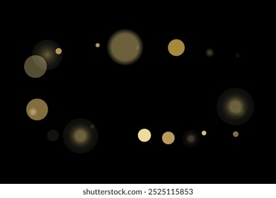 Golden glitter confetti in vintage style on a black background. Vintage retro. Surprise party decoration. Art design.